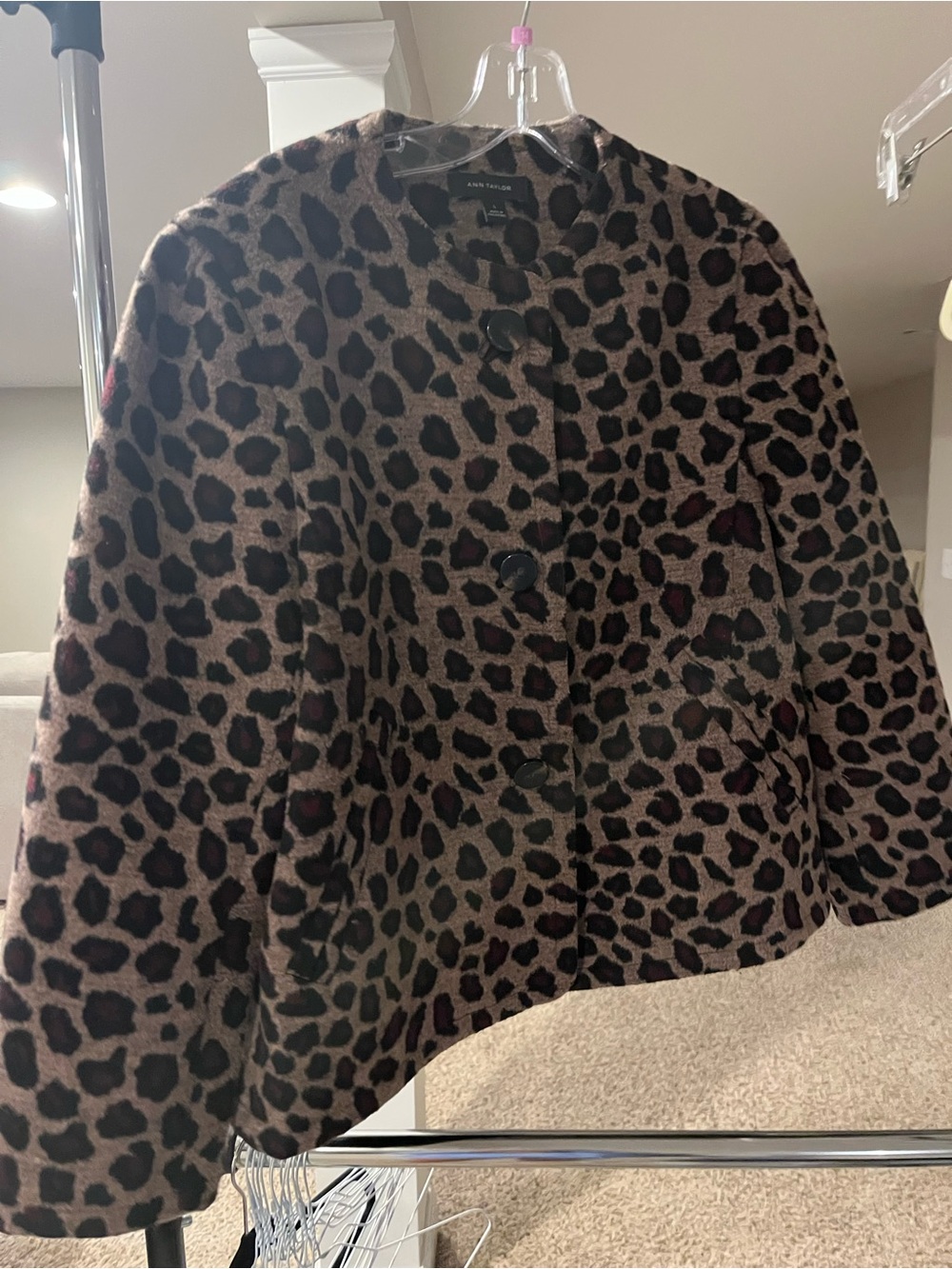 Ann Taylor Leopard Print Button Front Jacket - Brown, Black
